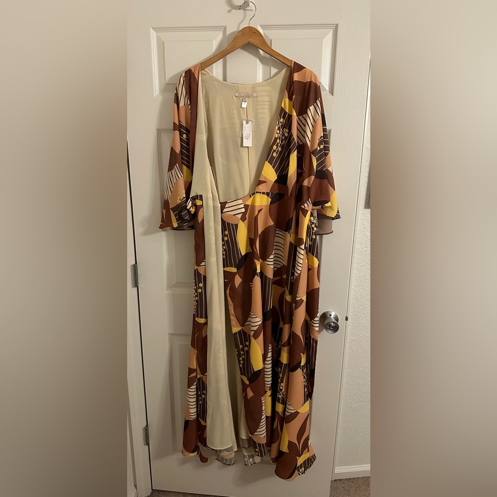 NWT Hutch Anthropologie Deep V Printed Wrap Dress XL - Picture 4 of 9